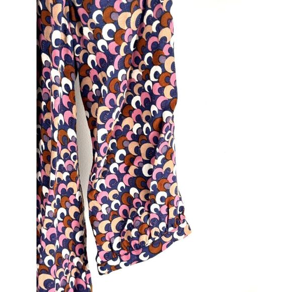 Boden Multicolor 3/4 Sleeve Notch Collar Top w/ Mod Design EUC Size US 2 UK 6 - Picture 5 of 9